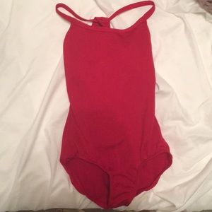 Red leotard with cool back